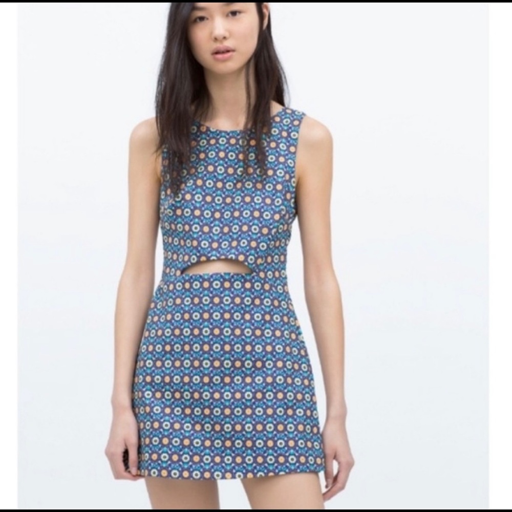 Blue floral cut out short romper